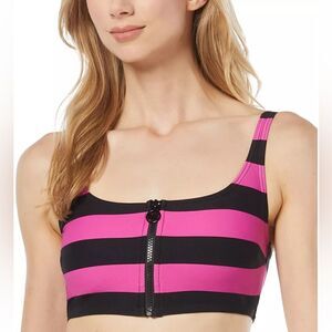 NWT Michael Michael Kors Women's Zip-Front Bikini Top